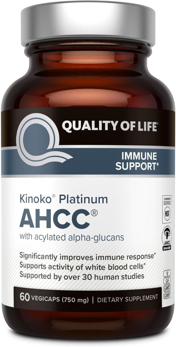 Quality of Life Kinoko Platinum AHCC – 750mg, 60 Capsules