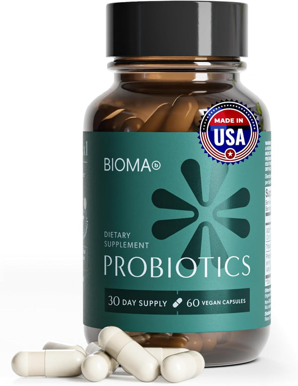 BIOMA Probiotic Gut Support – Vegan, Gluten-Free, 60 Capsules